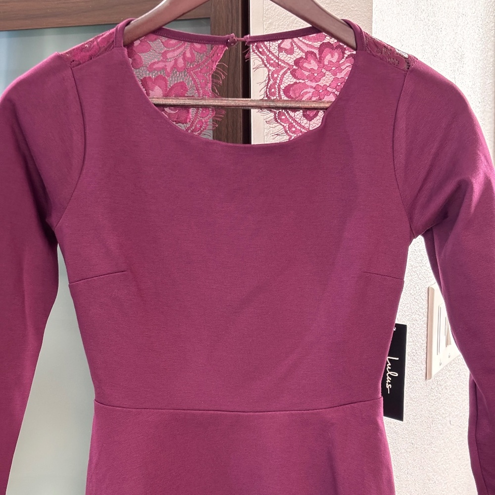 Lulus "Felicity" Backless Lace Skater Dress - Plum Purple Size XS - Picture 5 of 12
